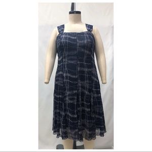 Linea Domani Navy Pleated Panel Dress